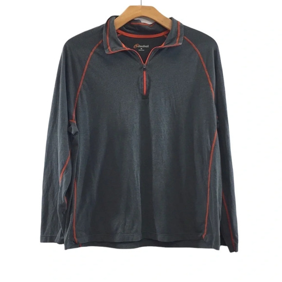 Cloudveil Gray Orange Ribbed Knit Quarter Zip Sweatshirt Mens XL‎ Long Sleeve - Picture 1 of 12